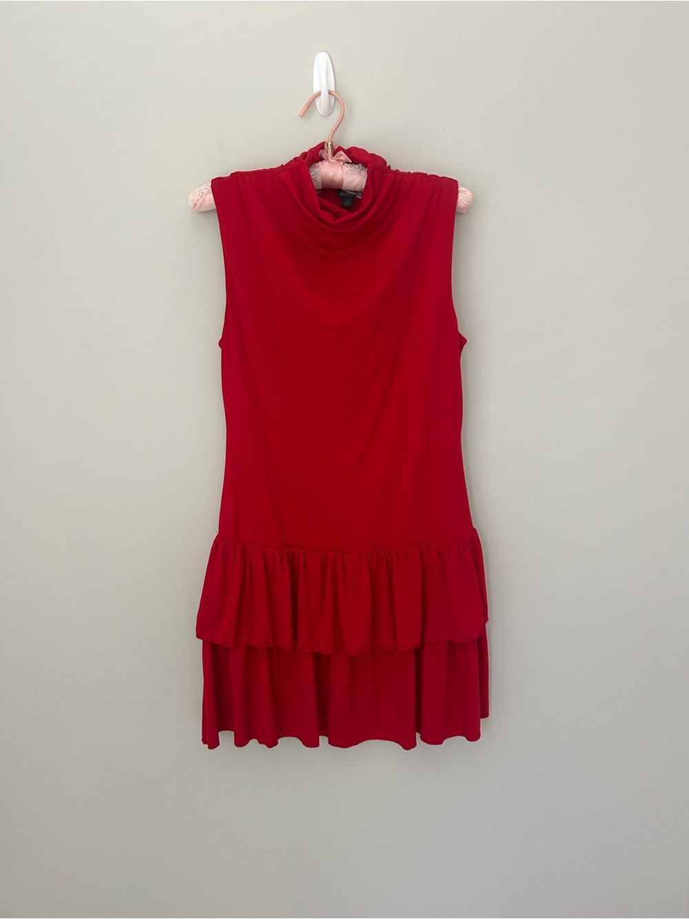 Lanvin Red Sleeveless Ruffle-Tier Mini Dress
